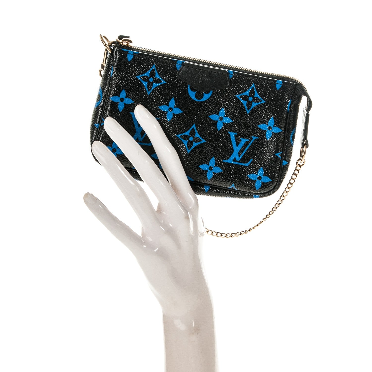 Louis Vuitton Colored Monogram Mini Pochette Accessories Blue Black 2 of 6