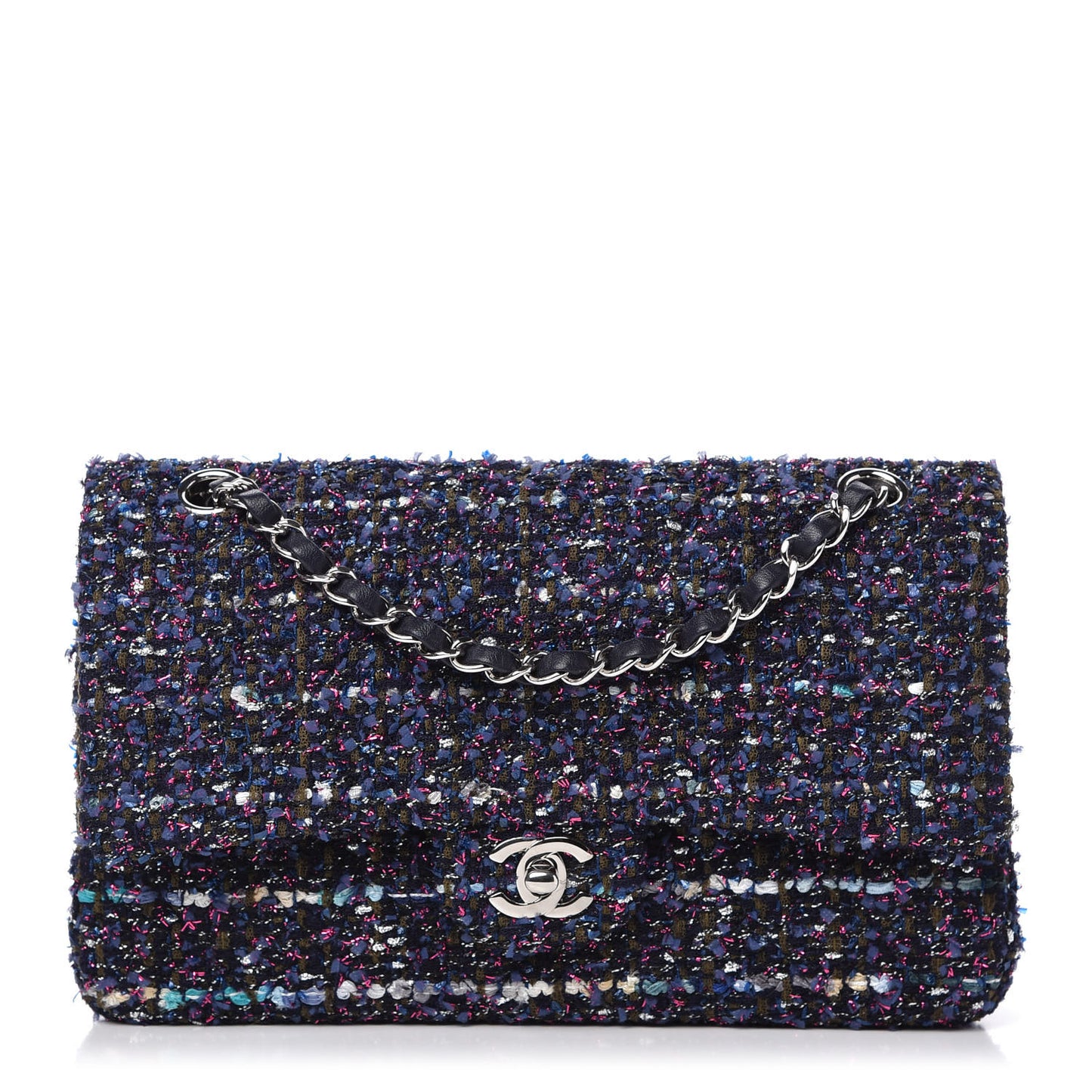 Tweed Quilted Medium Double Flap Multicolor