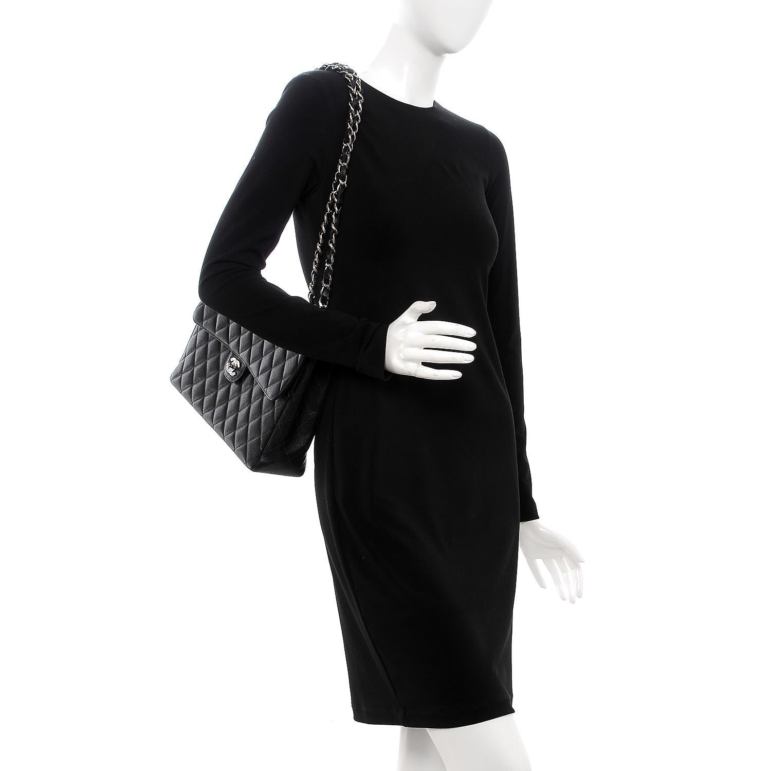 Chanel Caviar Quilted Jumbo Single Flap Black 3 of 17