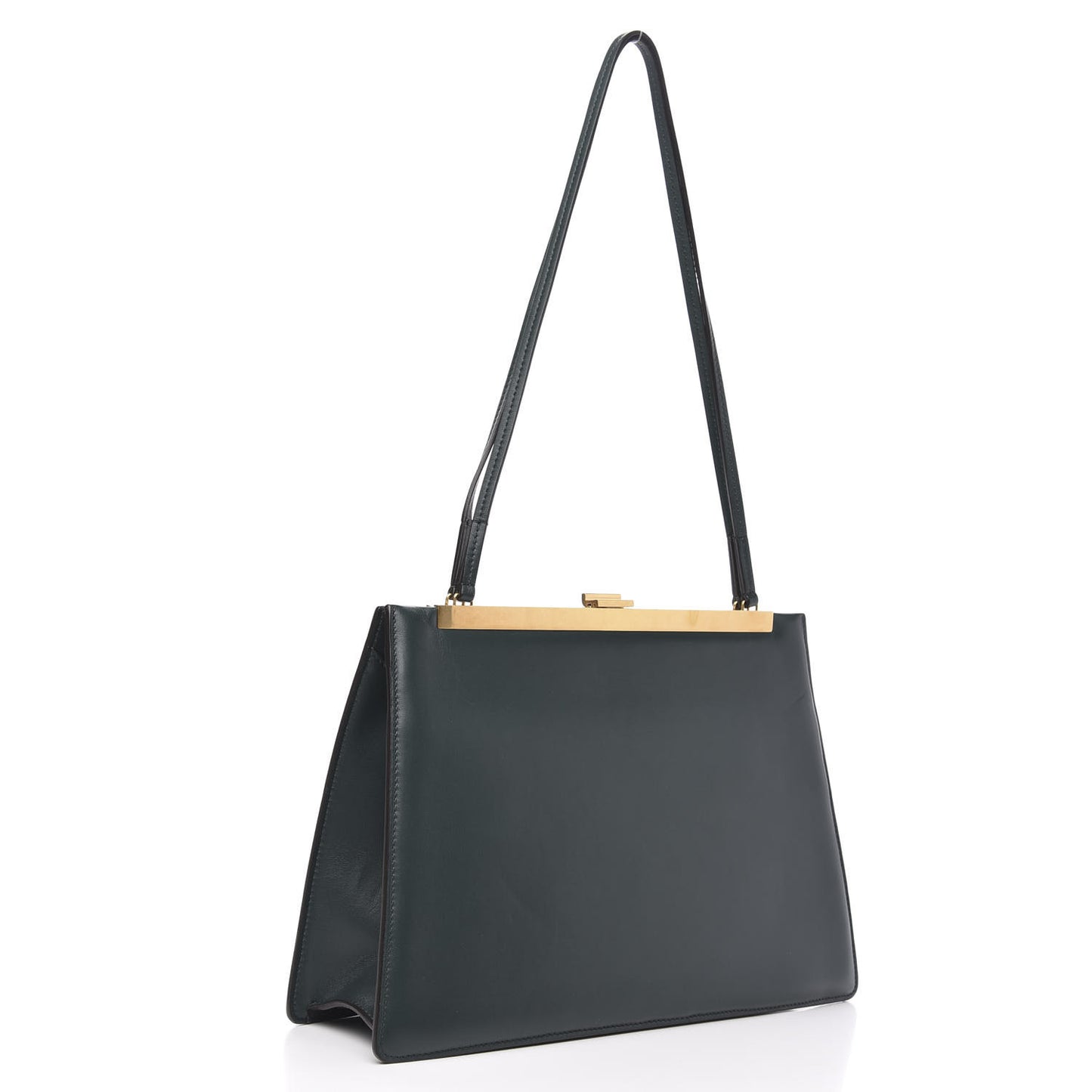 Smooth Calfskin Medium Clasp Shoulder Bag Forest