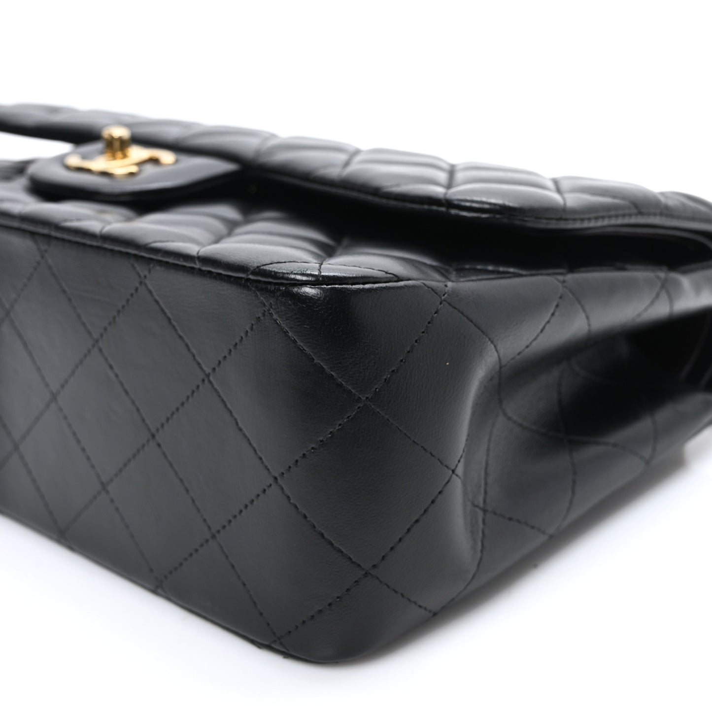 Lambskin Quilted Jumbo Double Flap Black