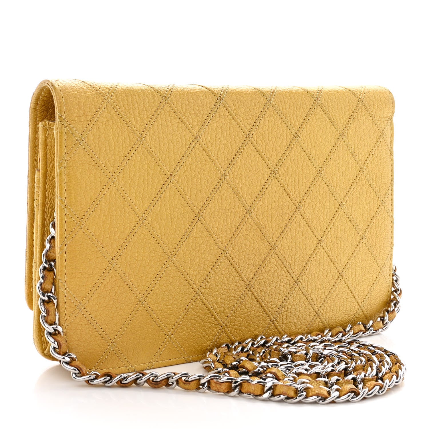 Chanel Caviar Quilted Wallet on Chain WOC Yellow 3 of 13