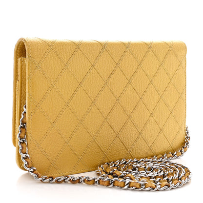 Chanel Caviar Quilted Wallet on Chain WOC Yellow 3 of 13