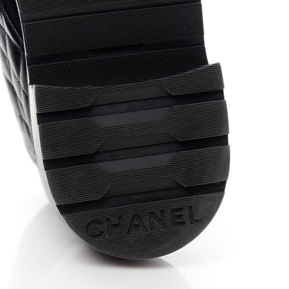 Chanel Shiny Lambskin Quilted Lace Up Combat Boots 39.5 Black 6 of 11