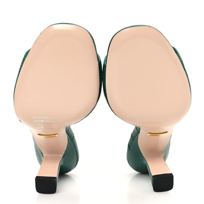 Gucci Nappa Matelasse GG Marmont 75mm Slide Sandals 36 Emerald 6 of 9