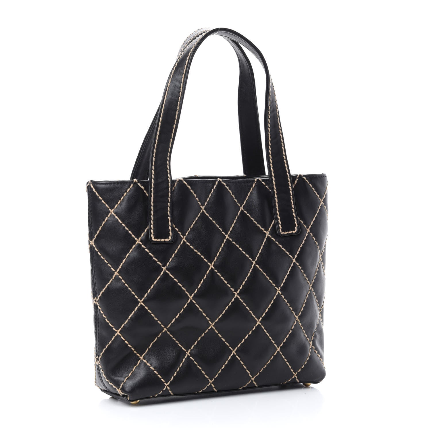 Chanel Calfskin Contrast Stitch Surpique Tote Black 3 of 10