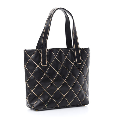 Chanel Calfskin Contrast Stitch Surpique Tote Black 3 of 10