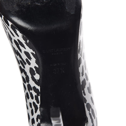 Saint Laurent Soft Calfskin Baby Cat Paris 105 Pumps 37.5 White Black 8 of 10