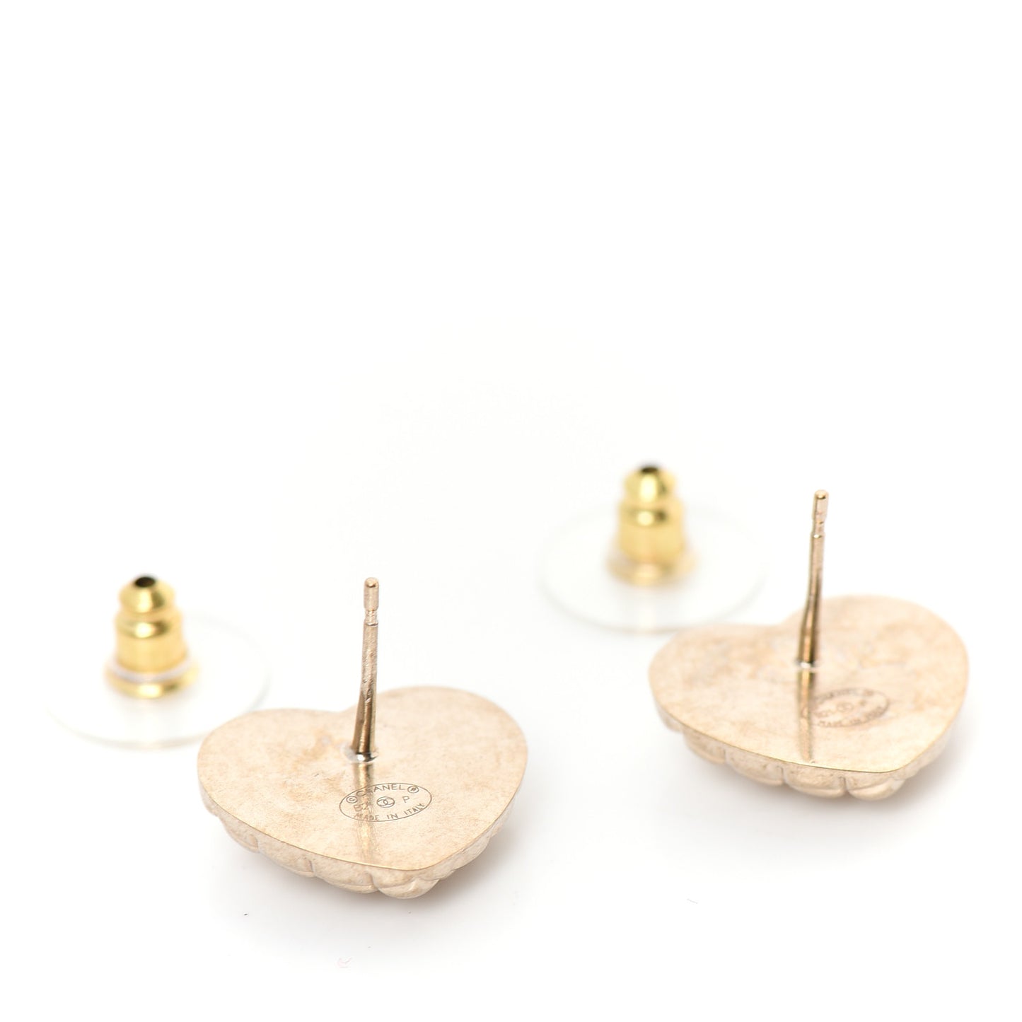 Quilted CC Heart Earrings Gold