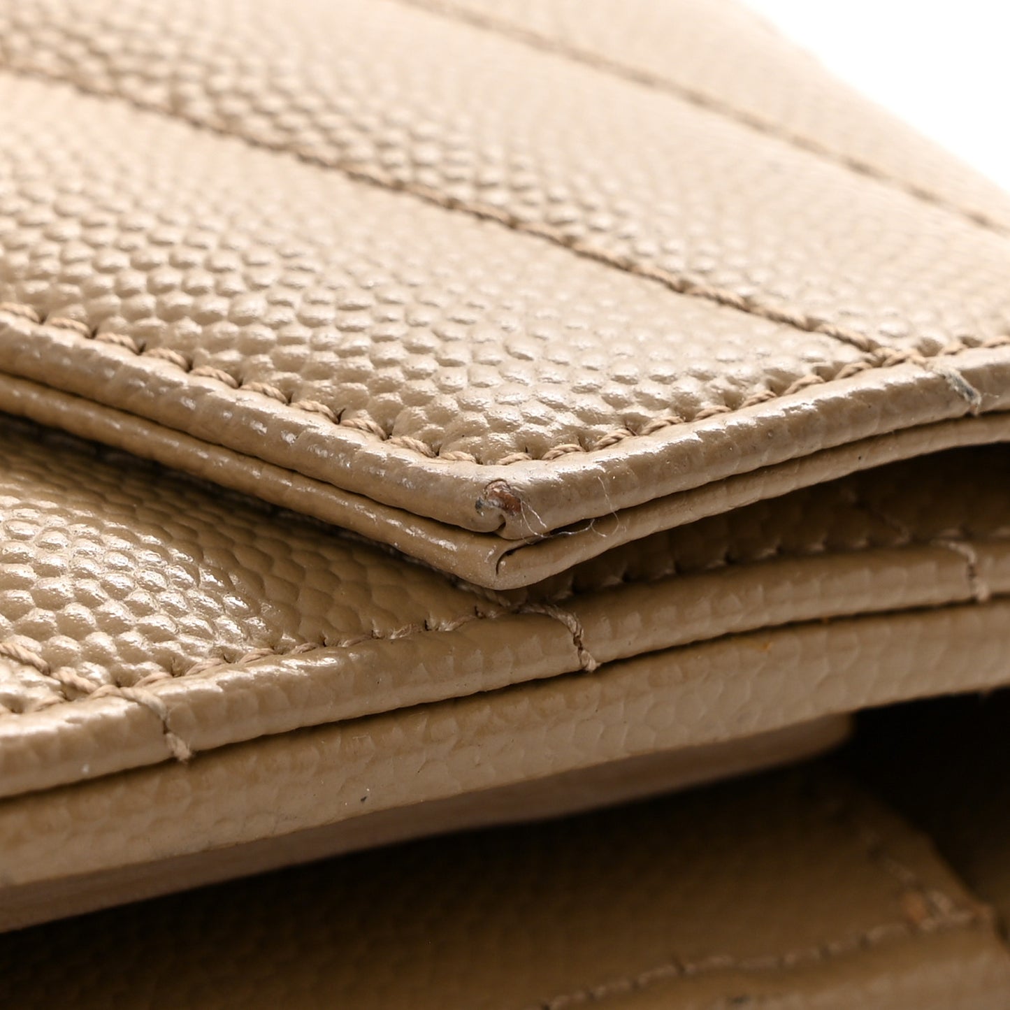Grain De Poudre Matelasse Chevron Monogram Flap Wallet Dark Beige