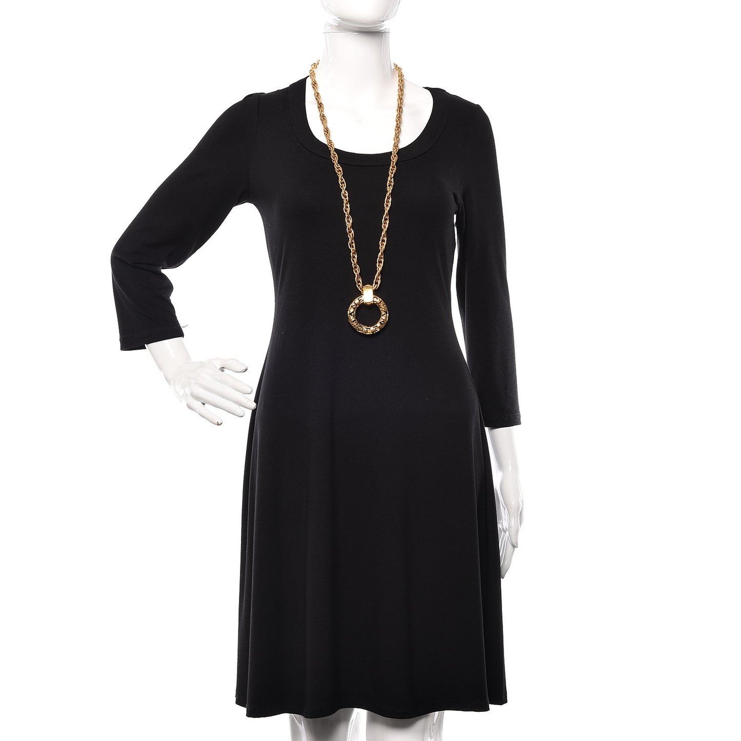 Metal Circle Chain Pendant Long Necklace Gold