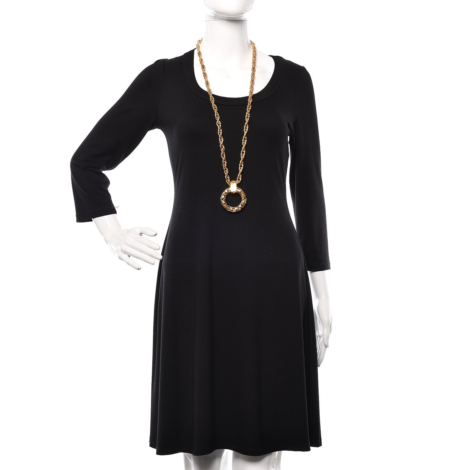 Chanel Metal Circle Chain Pendant Long Necklace Gold 2 of 7