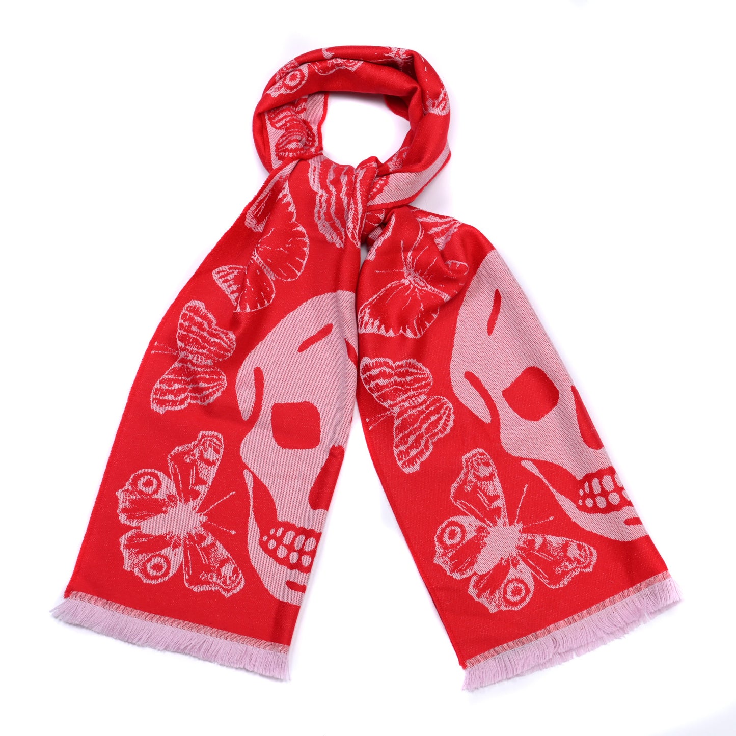 Wool Oversized Metamorphosis Scarf Red
