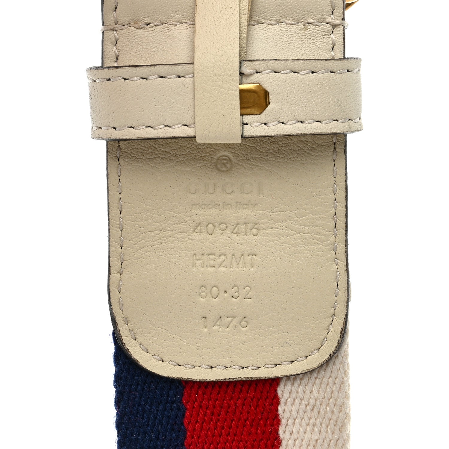Gucci Nylon Calfskin Sylvie Web Double G 40mm Belt 80 32 Mystic White Hibiscus Red Maritime 80 32 4 of 4
