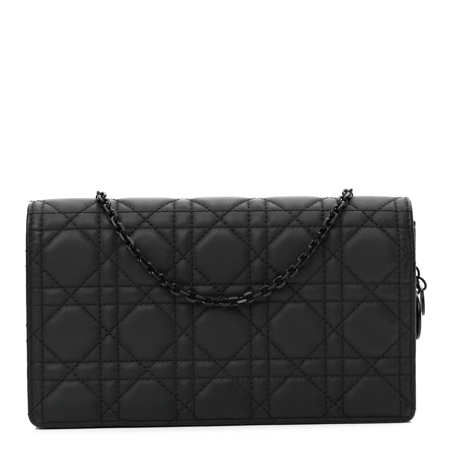 Christian Dior Ultra Matte Calfskin Cannage Lady Dior Clutch Black 3 of 12