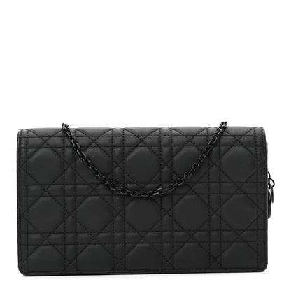 Christian Dior Ultra Matte Calfskin Cannage Lady Dior Clutch Black 3 of 12
