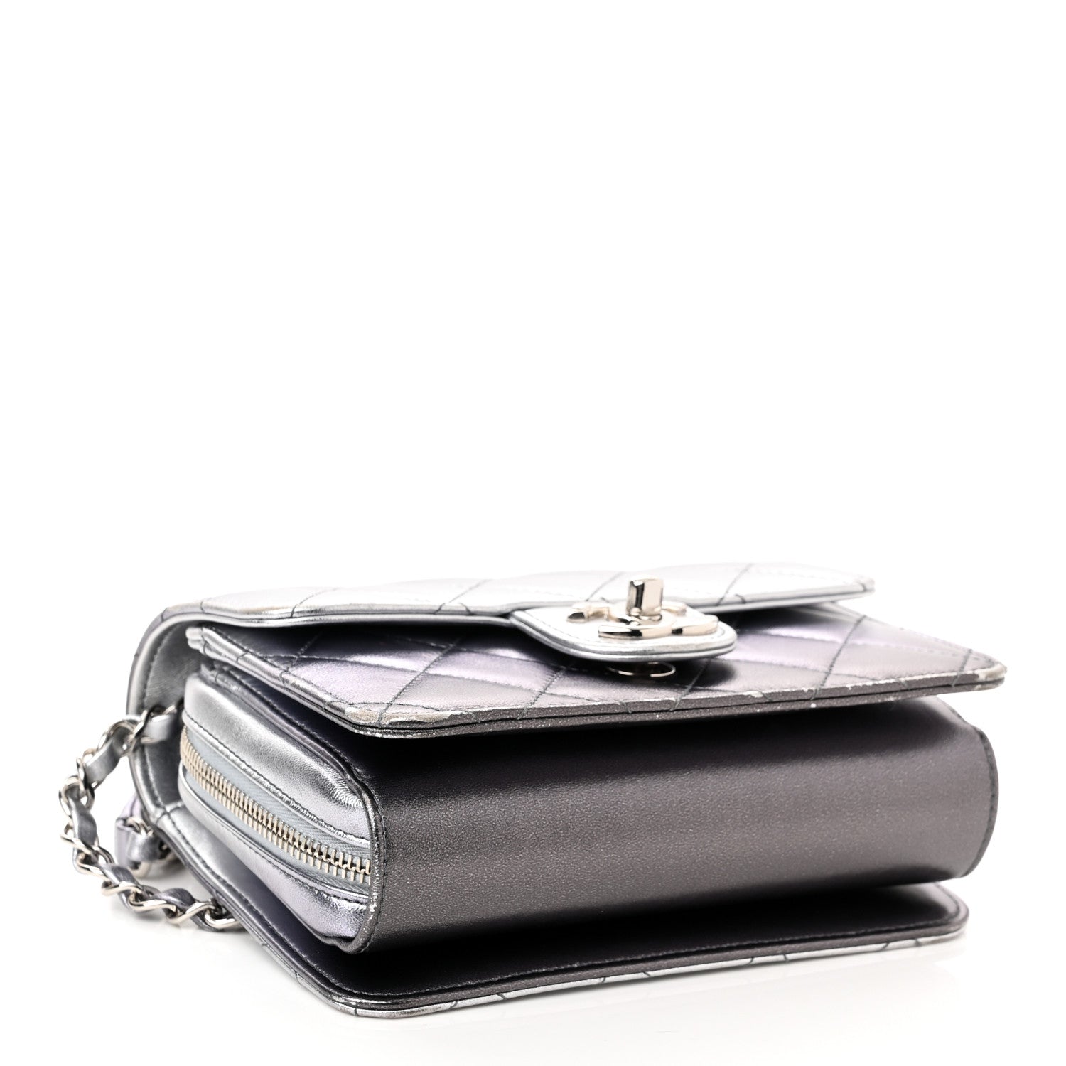 Chanel Metallic Lambskin Like A Wallet Flap Silvery Black 3 of 13