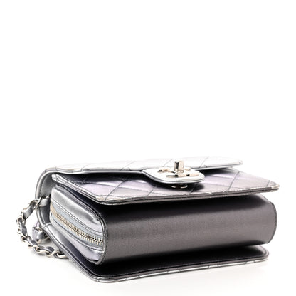 Chanel Metallic Lambskin Like A Wallet Flap Silvery Black 3 of 13