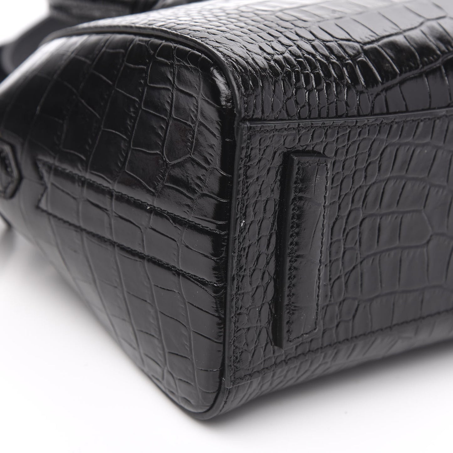 Calfskin Crocodile Embossed Mini Antigona Black