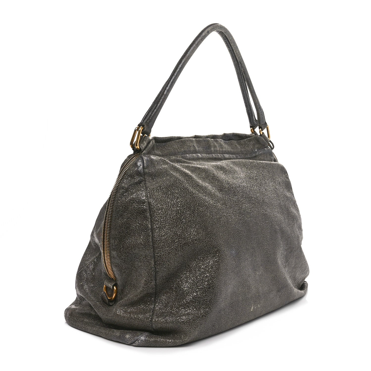 Prada Cervo Lux Shoulder Bag Dark Grey 2 of 9