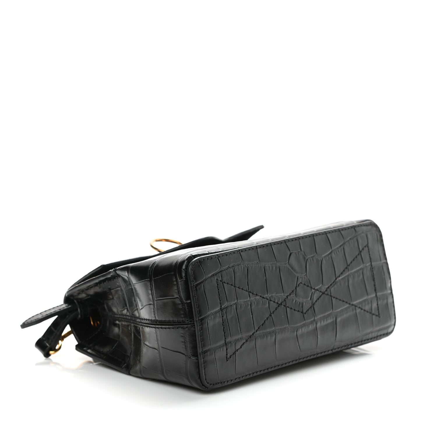 Calfskin Crocodile Embossed Micro Seaton Black