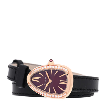 Bulgari 18K Rose Gold Calfskin Diamond Bezel 20mm Serpenti Double Wrap Quartz Watch Red 2 of 5