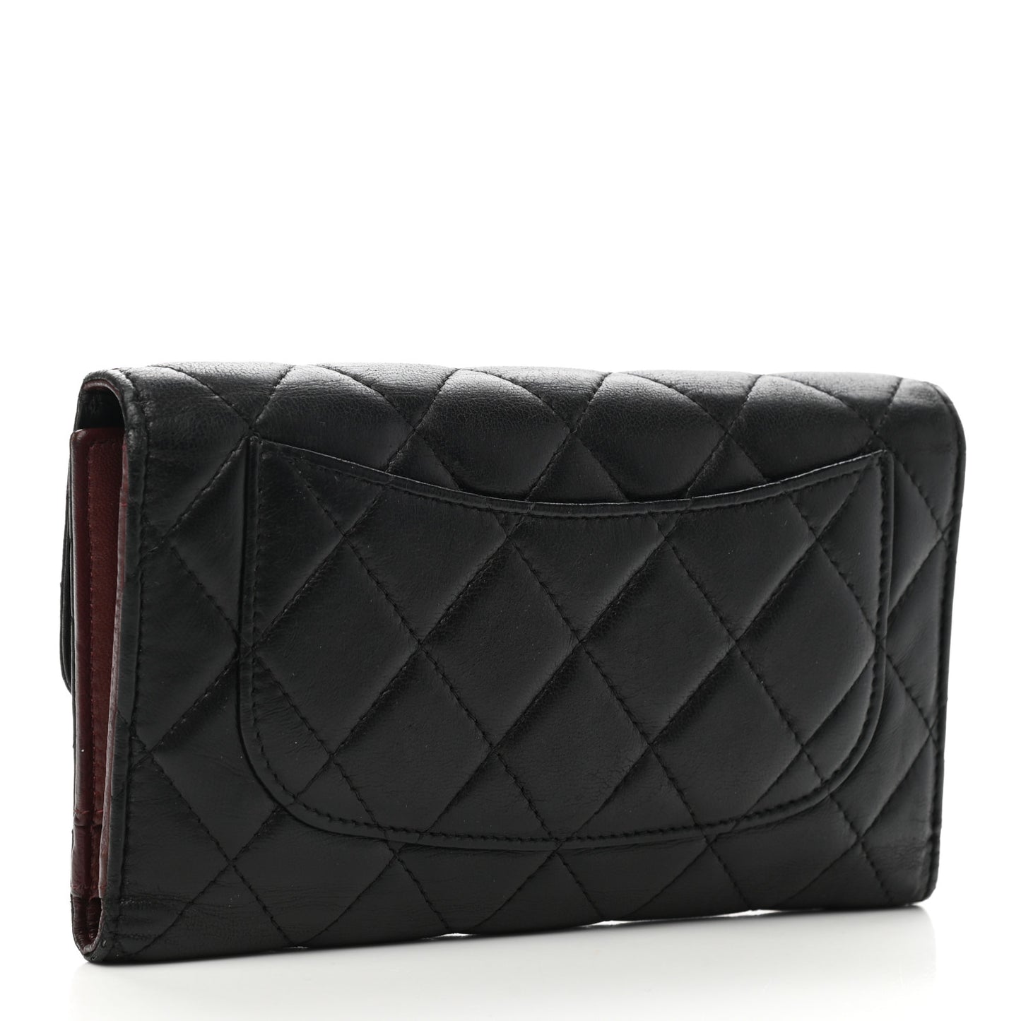 Lambskin Quilted Large Flap Wallet Black