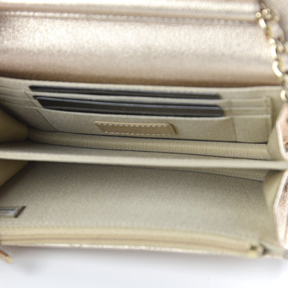 Chanel Metallic Lambskin Quilted Mini Wallet On Chain WOC Gold 5 of 11