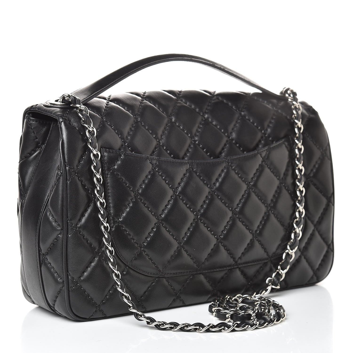 Chanel Lambskin Quilted Jumbo Easy Carry Flap Black 3 of 16