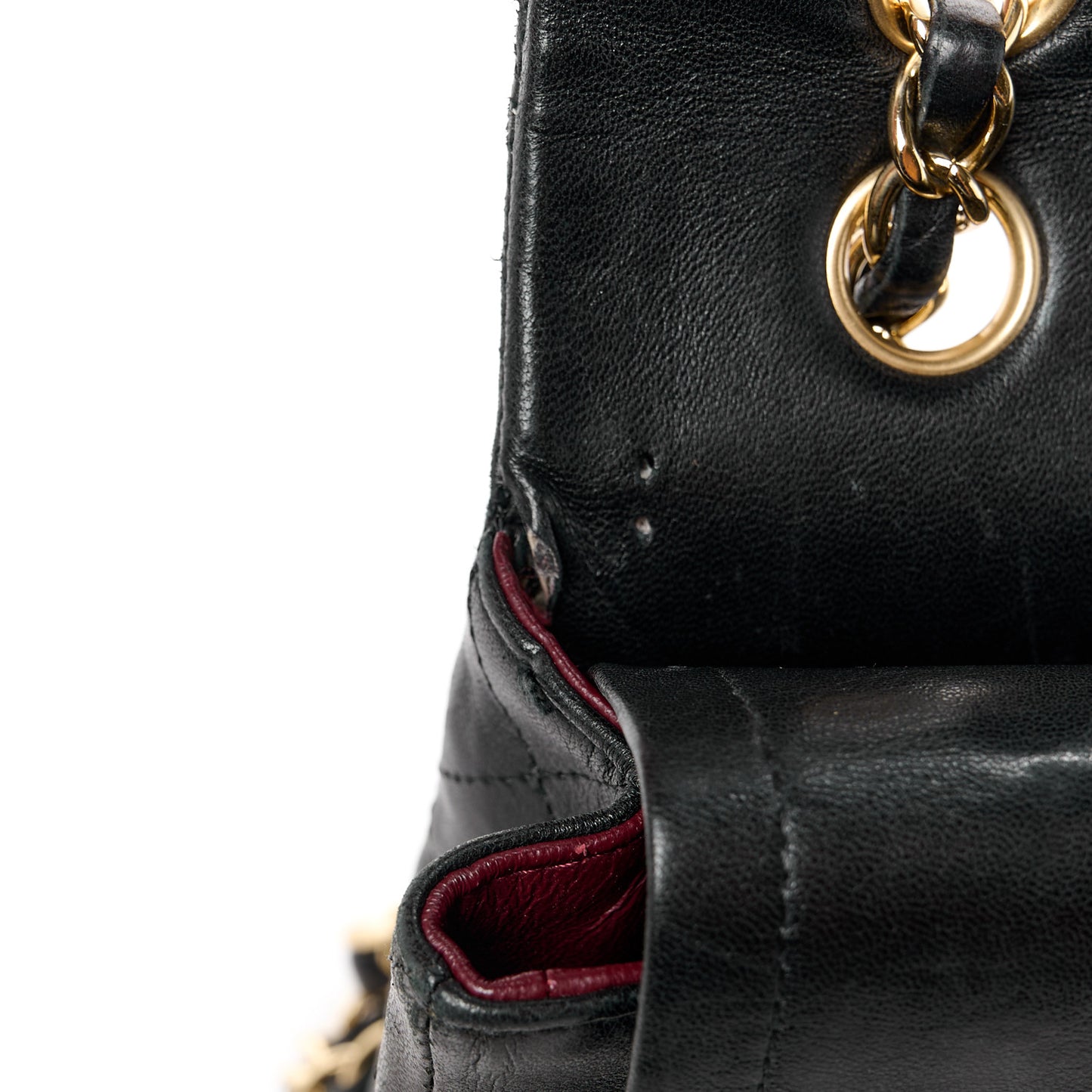 Lambskin Quilted Medium Double Flap Black