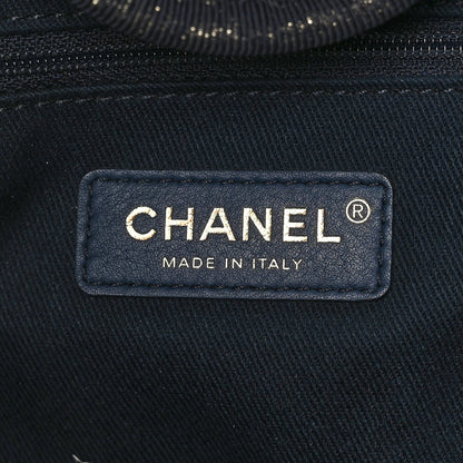 Chanel Lurex Canvas Medium Deauville Tote Navy Blue Gold 7 of 10