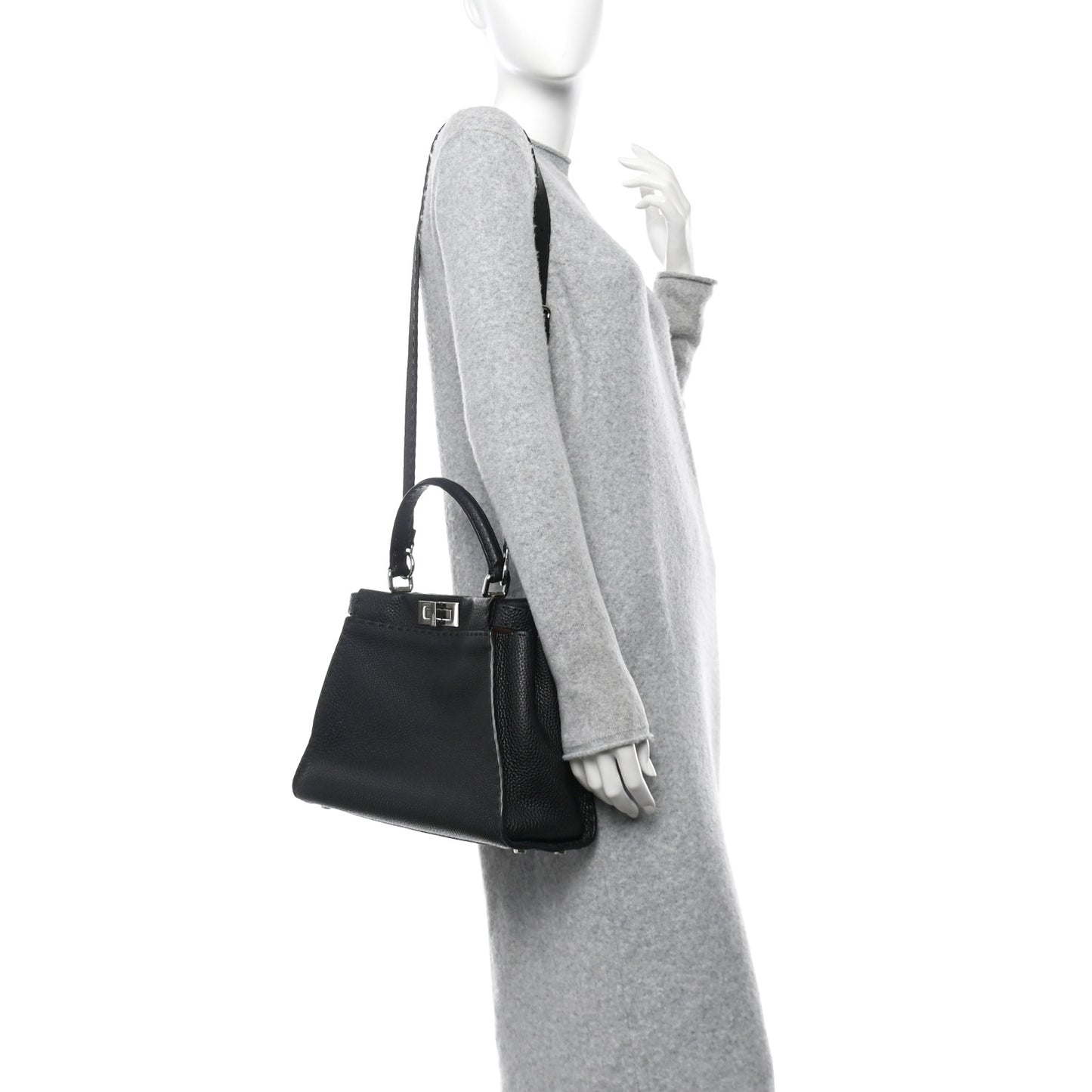 Cuoio Romano Selleria Bi-Color Medium Peekaboo Iconic Satchel Black Mou Black Mou