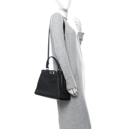 Fendi Cuoio Romano Selleria Bi-Color Medium Peekaboo Iconic Satchel Black Mou Black Mou 2 of 11