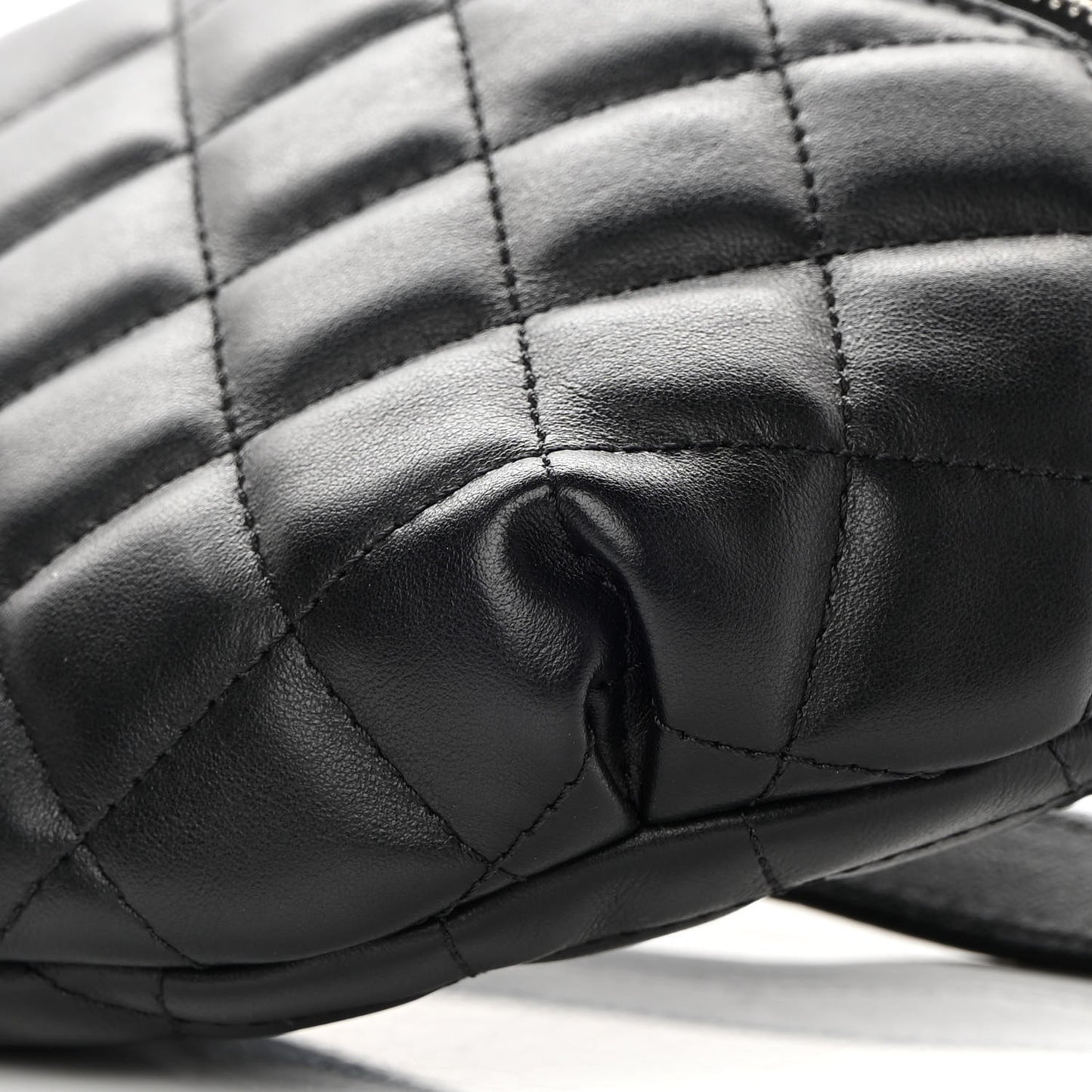 Lambskin Quilted Waist Belt Bag Black