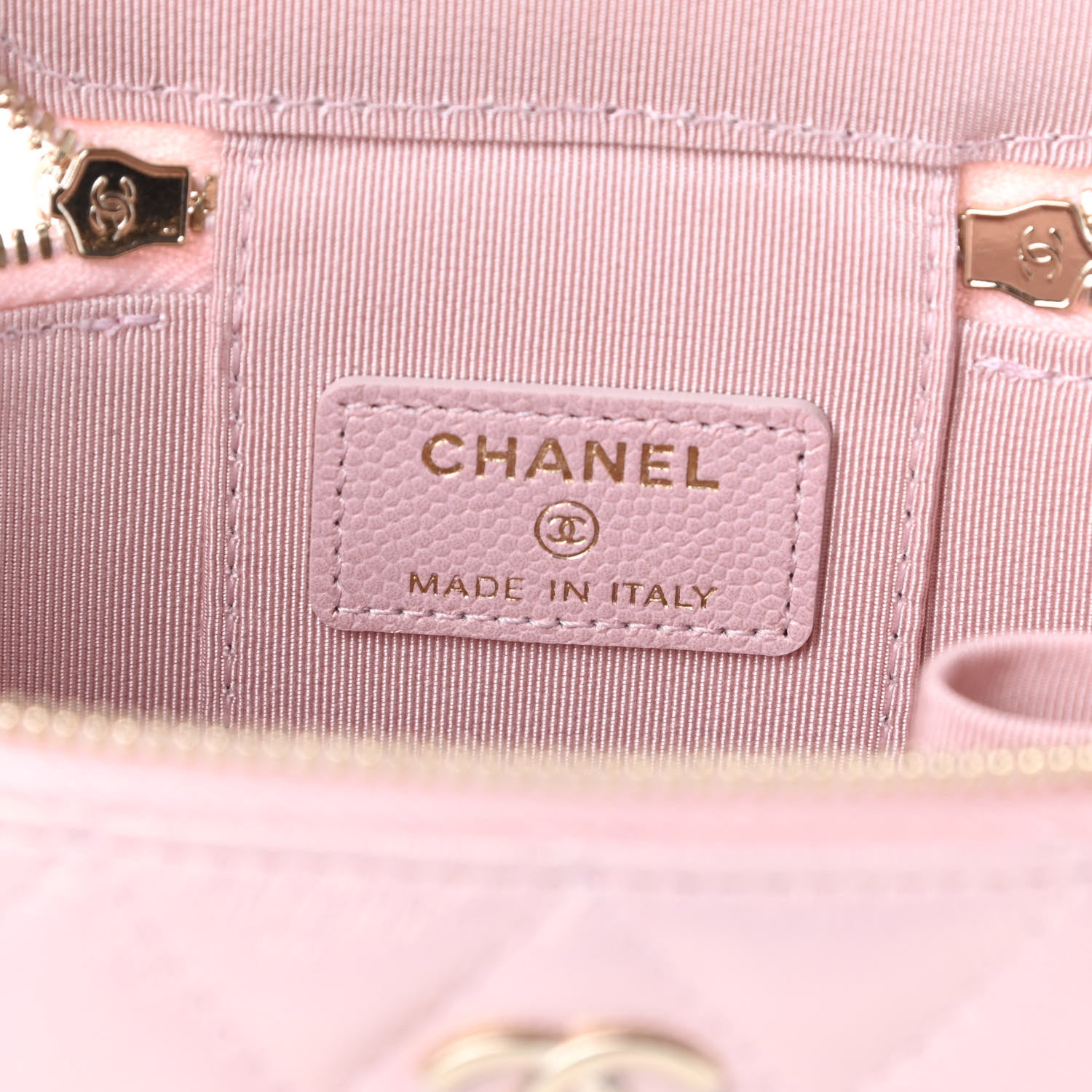 Chanel Iridescent Caviar Quilted Mini Pearl On Top Vanity Case With Chain Light Pink 6 of 12