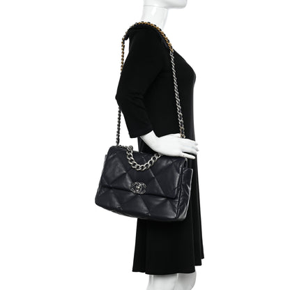 Chanel Lambskin Quilted Large Chanel 19 Flap Navy Blue 2 of 10