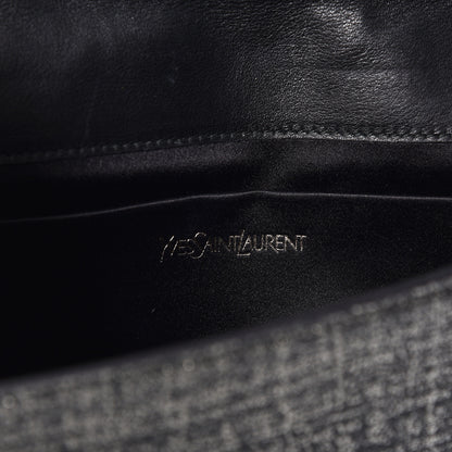 Saint Laurent Metallic Textured Large Belle De Jour Clutch Dark Silver 7 of 8