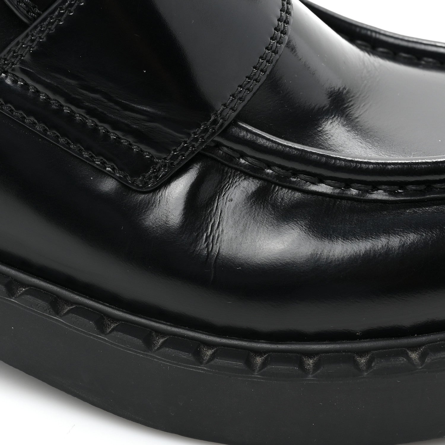 Prada Spazzolato Metal Triangle Logo 50mm Loafers 37.5 Black 10 of 14