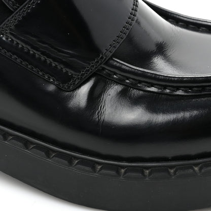 Prada Spazzolato Metal Triangle Logo 50mm Loafers 37.5 Black 10 of 14