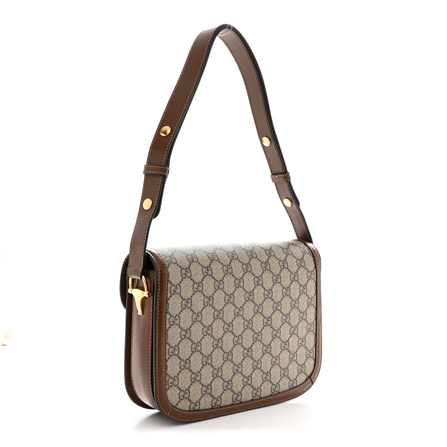 GG Supreme Monogram Horsebit 1955 Shoulder Bag Beige Brown Sugar