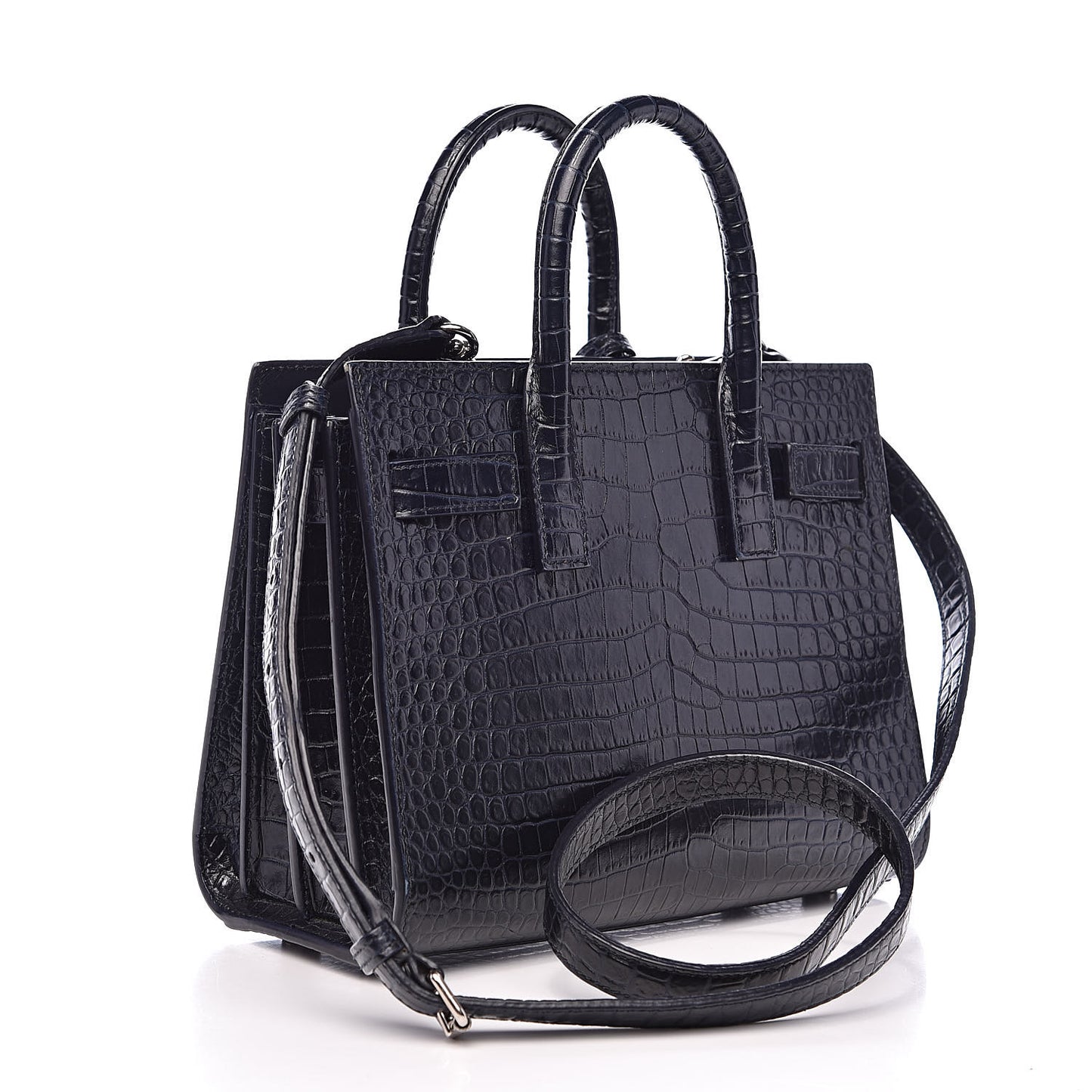 Calfskin Crocodile Embossed Nano Sac De Jour Navy