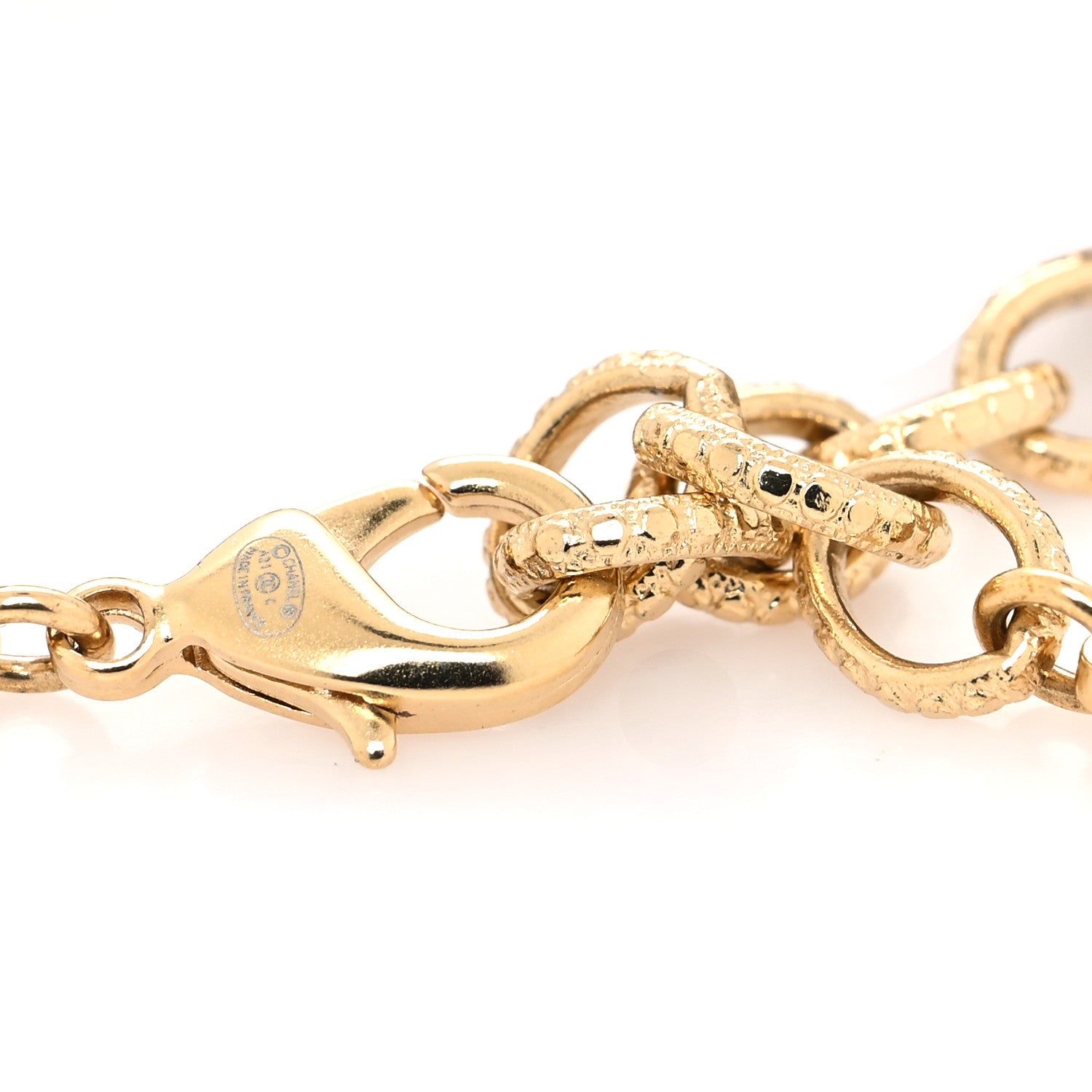 Chanel Crystal CC Link Chain Bracelet Gold 4 of 5