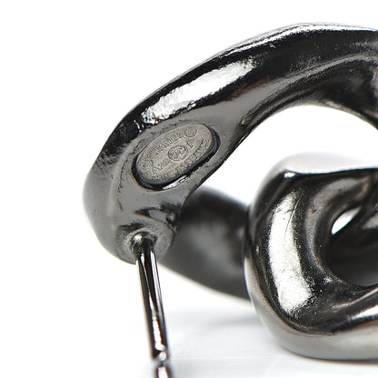 Chanel Metal CC Pick Drop Earrings Ruthenium 4 of 4