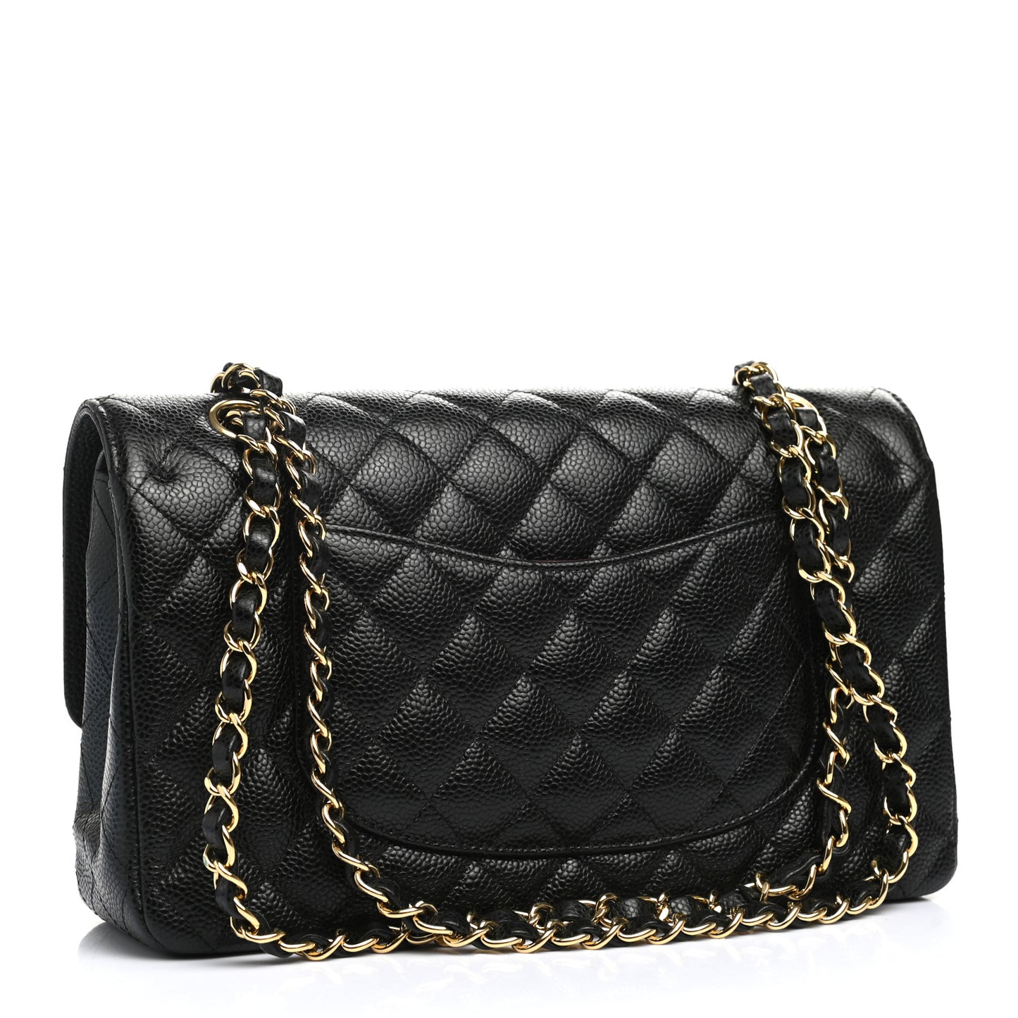 Caviar Quilted Medium Double Flap Black