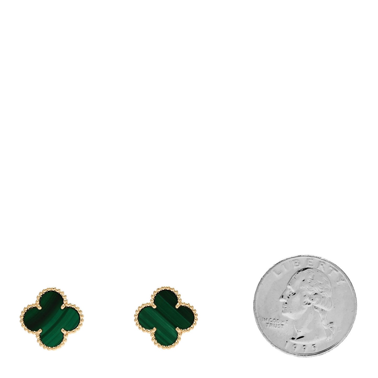 18K Yellow Gold Malachite Vintage Alhambra Clip-On Earrings