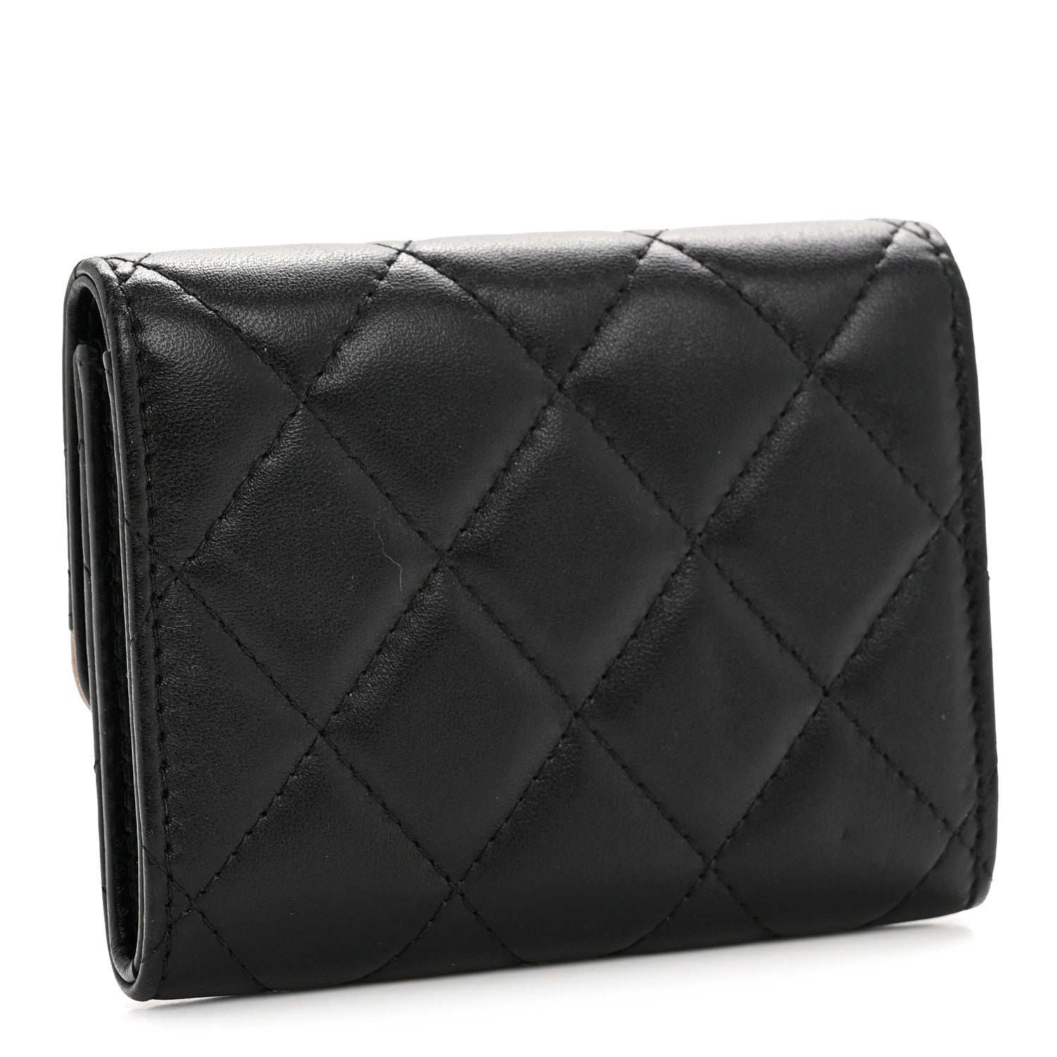 Chanel Lambskin Quilted CC Chic Flap Card Holder Black Gold 3 of 10