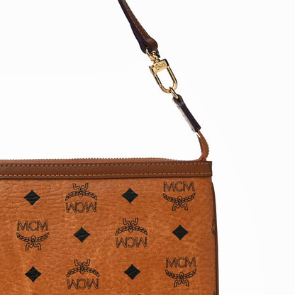 MCM Visetos Liz Shopper Tote Pouch Cognac 7 of 9