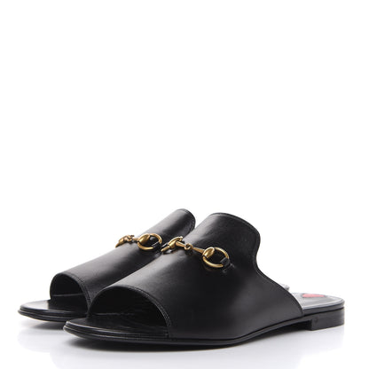 Gucci Malaga Kid Horsebit Slide Sandals 38.5 Black 3 of 9