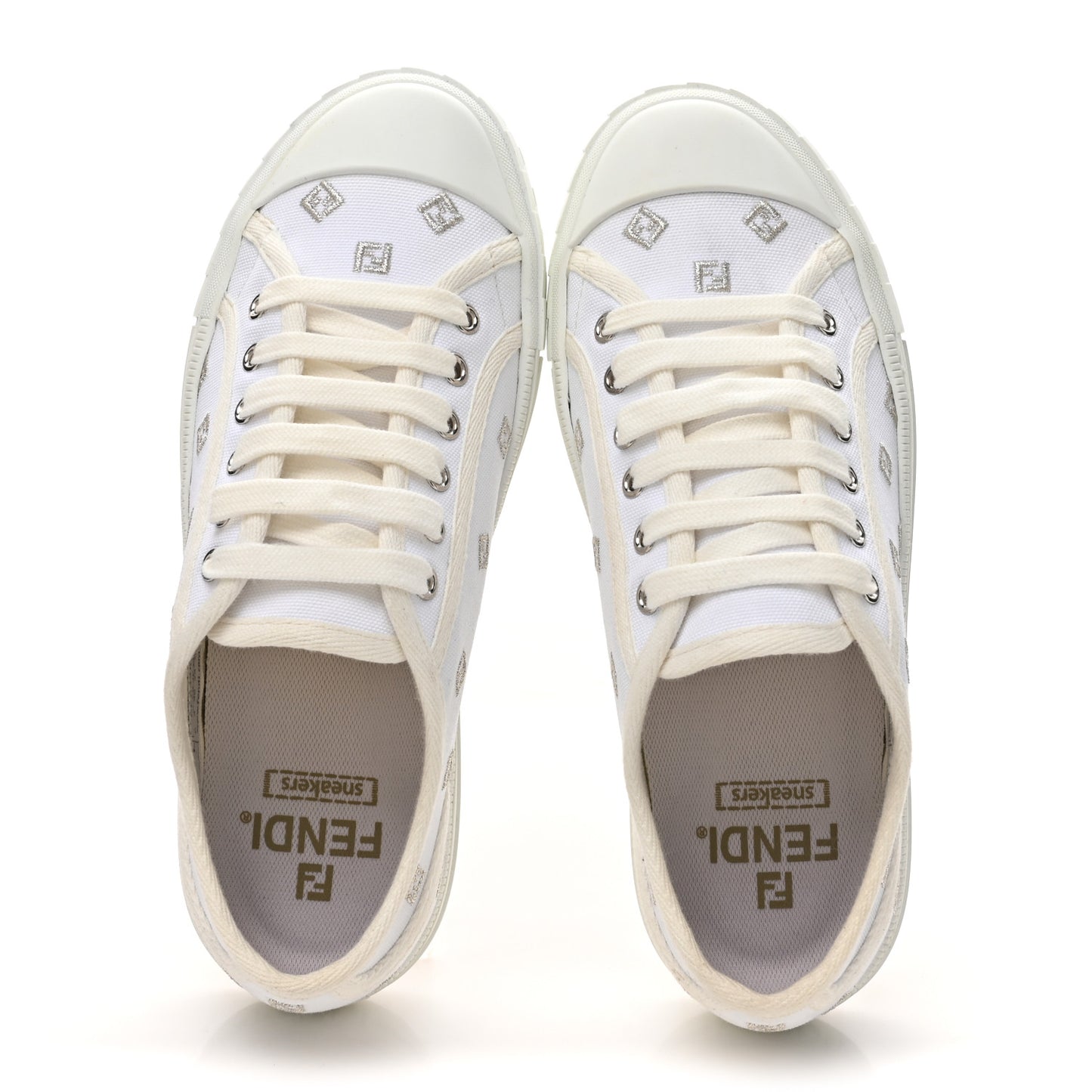 Canvas Lurex FF Womens Domino Low Top Sneakers 36 White