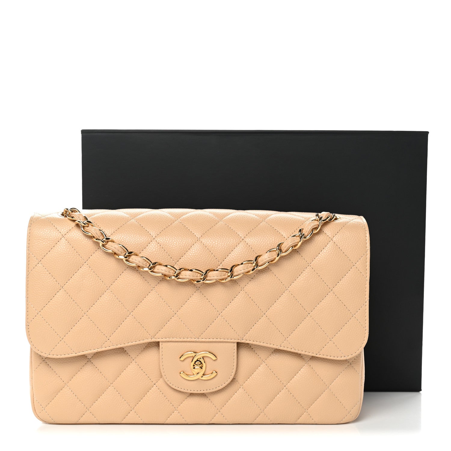 Chanel Caviar Quilted Jumbo Double Flap Light Beige 11 of 11